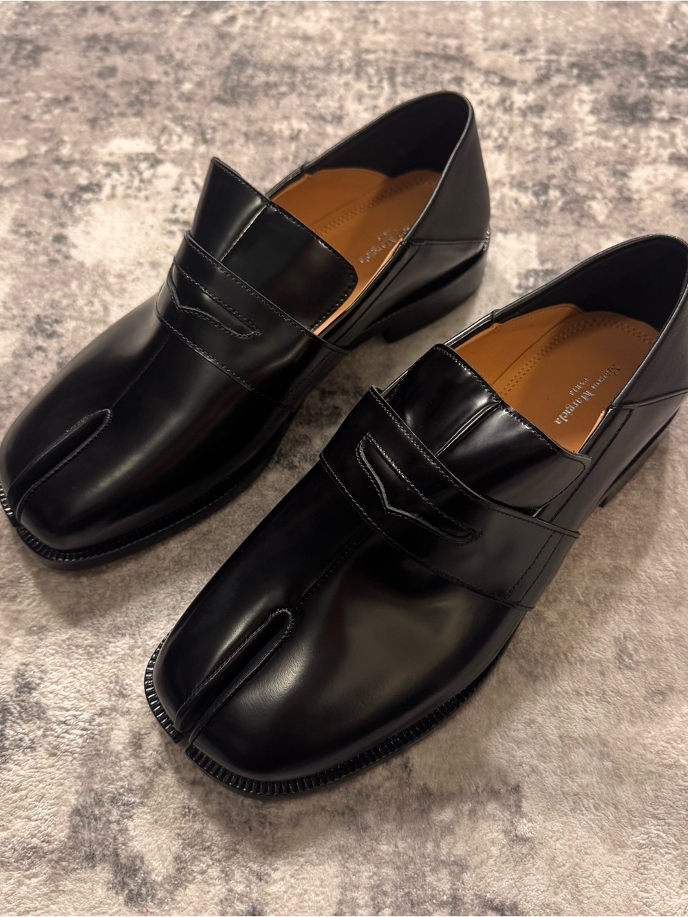 Maison Margiela Black Tabi Leather Loafers Women’s Size EU 38 US 8 - Picture 2 of 8